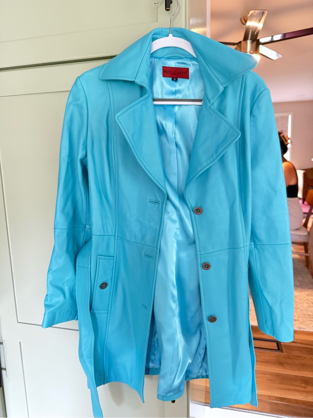 Nicola Finetti Turquoise Vintage Leather Trench Coat